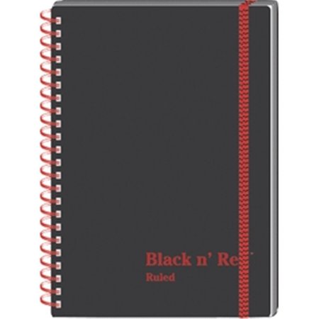 MEAD PRODUCTS Black N Red Twin Wire Poly Cover Notebook Black 8.25x6 Ruled & Perforated C67009 Pack Of 5 C67009